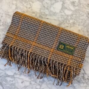 100% Lambswool Micro  Houndstooth Scarf Made In Italy Wool Windowpane Overcheck